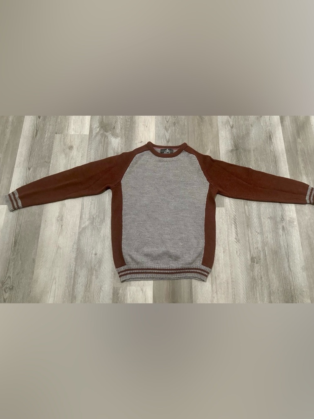 Cotton On Men's Crewneck Sweater in Rust and Light Gray